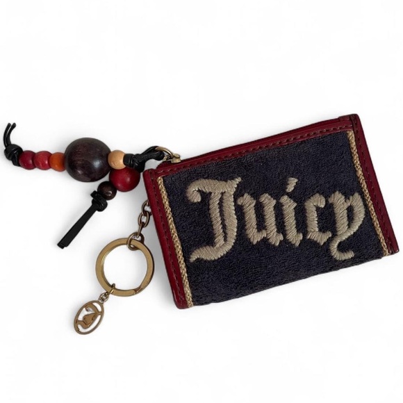 Juicy Couture Accessories - Sold✨vintage y2k Juicy Couture Genuine Leather Terry Cloth Boho Card Wallet ✨